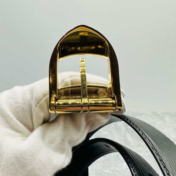 Louis Vuitton Black Epi Leather Ceinture Gold Buckle Men’s Belt Size 85cm 34in - Picture 10 of 11